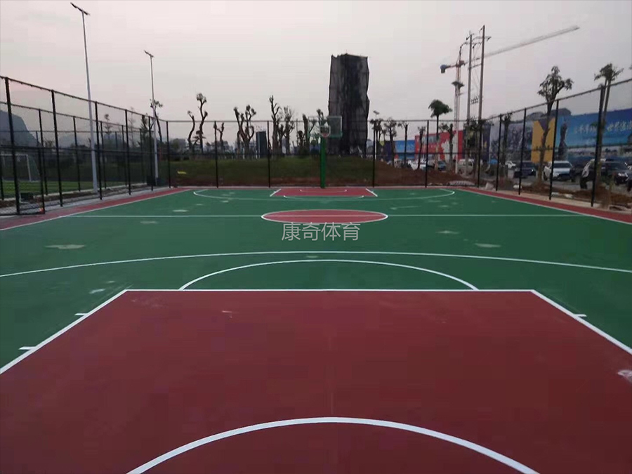 河池市都安創業大橋旁休閑公園 塑膠籃球場建造完工